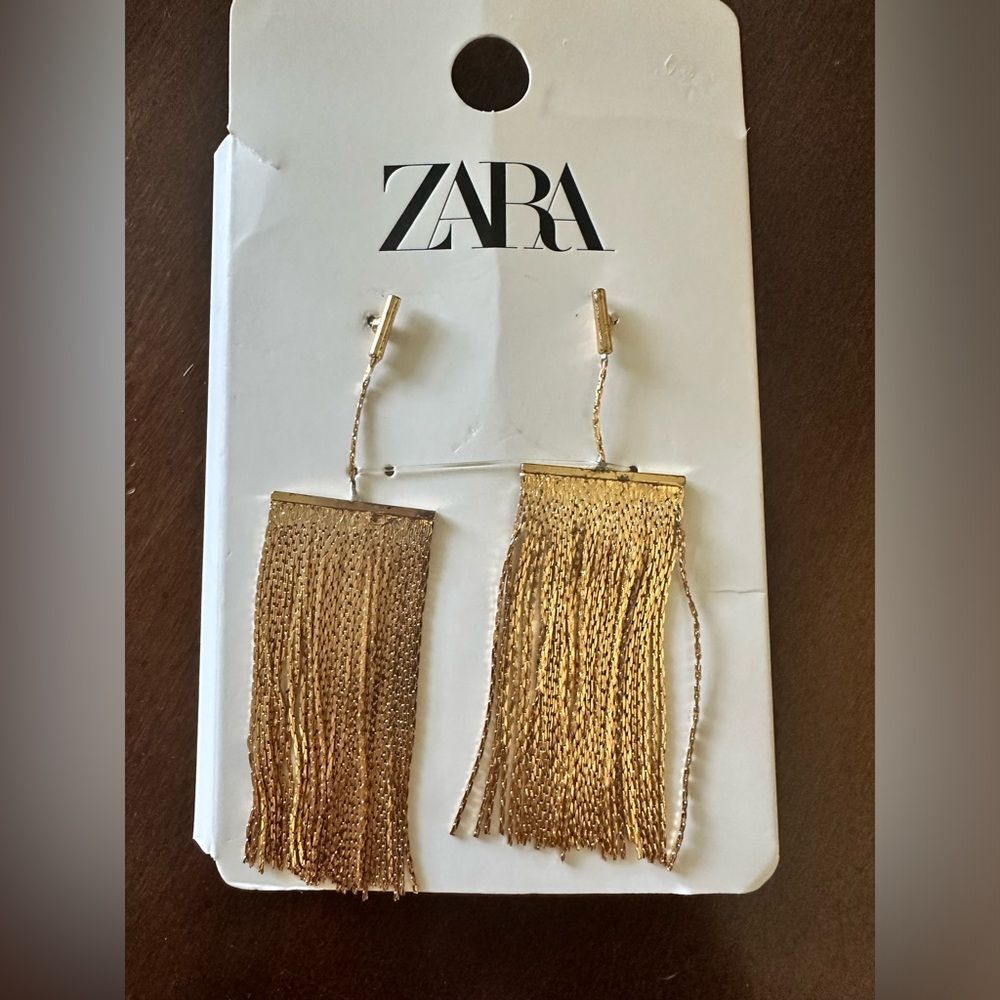 New gold Zara Fringe earrings